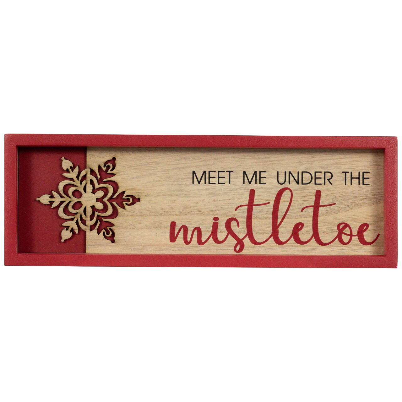 Northlight 11.75 Red Framed Meet Me Under the Mistletoe Christmas Wall  Decoration